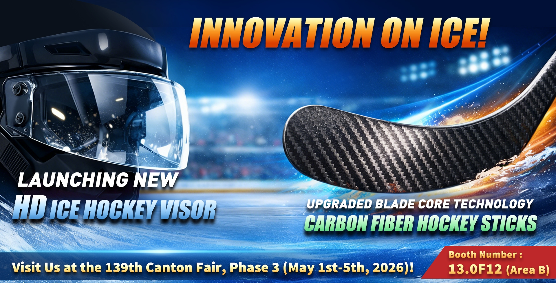 GYSPORTS/GYHOCKEY participera à la 139e Foire de Canton 2026 : lancement d'une nouvelle visière de hockey sur glace HD et de bâtons de hockey en fibre de carbone améliorés