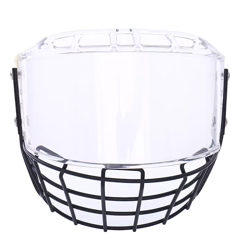 Cage transparente pour casque de joueur de hockey