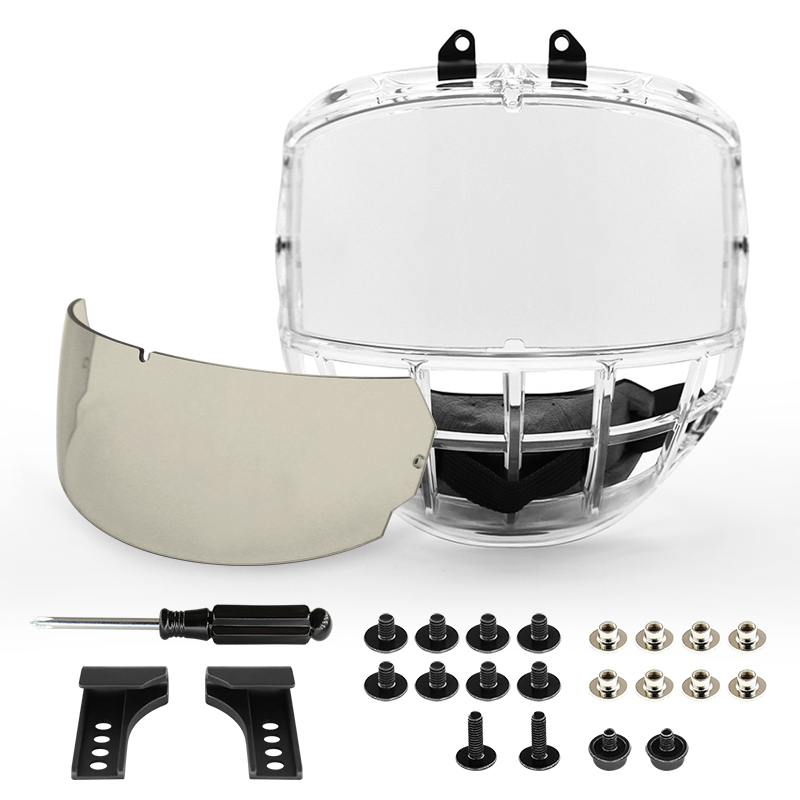 Revêtement intérieur anti-buée et extérieur anti-rayures Ensemble de remplacement pour cage de hockey sur glace junior XS